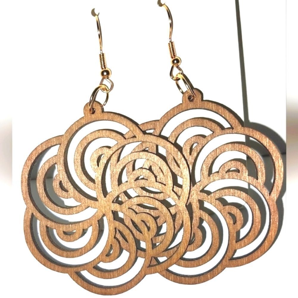 Gorgeous hollow wooden earrings